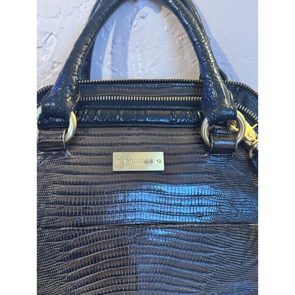 RARE Brahmin Black Brown Melbourne Sara Rose Tri Texture Handbag Crossbody Strap - Picture 11 of 15